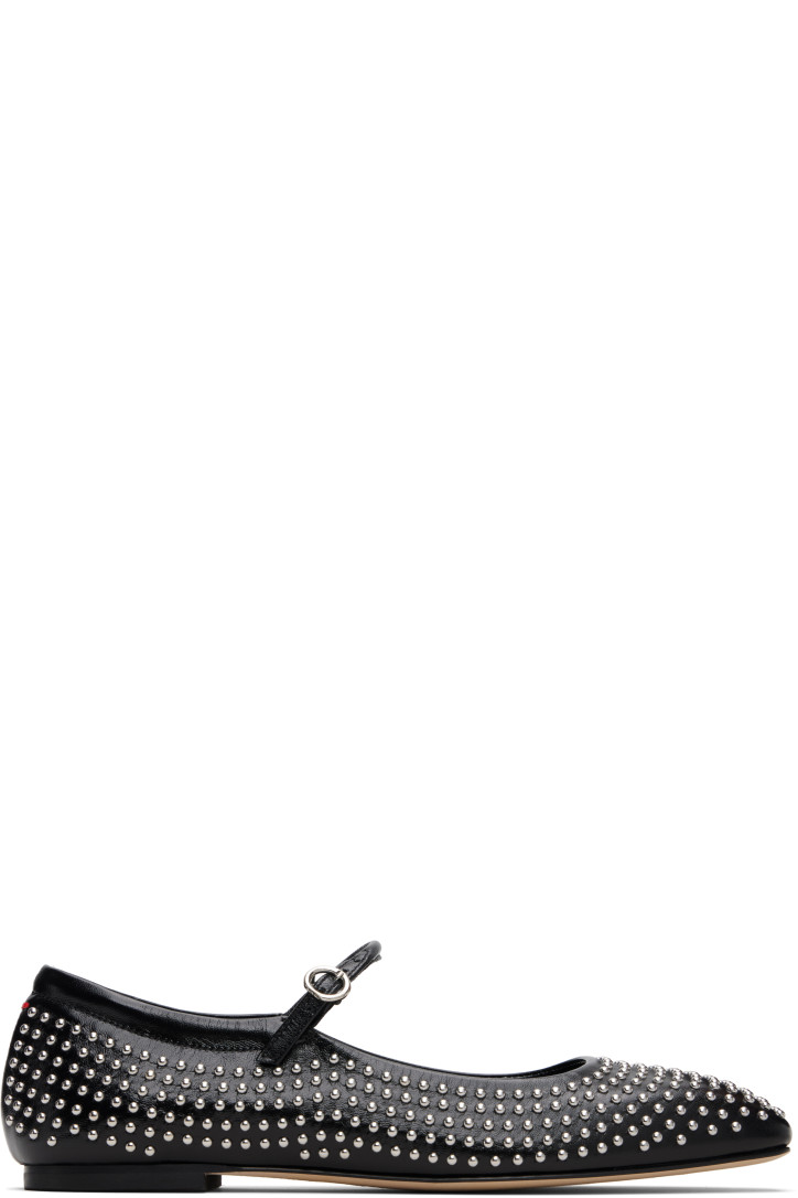 Aeyde Black Uma Mini Stud Mary-Jane Flats