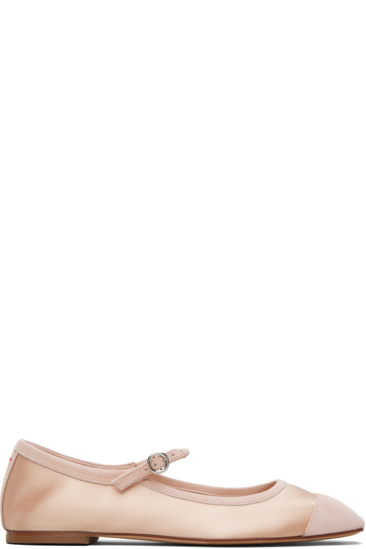 Aeyde Pink Uma Satin Toe-Cap Mary-Jane Flats