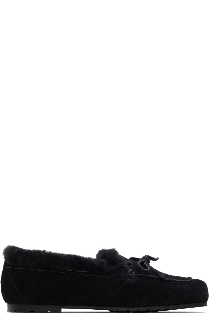 Aeyde Black Jasper Shearling Loafers