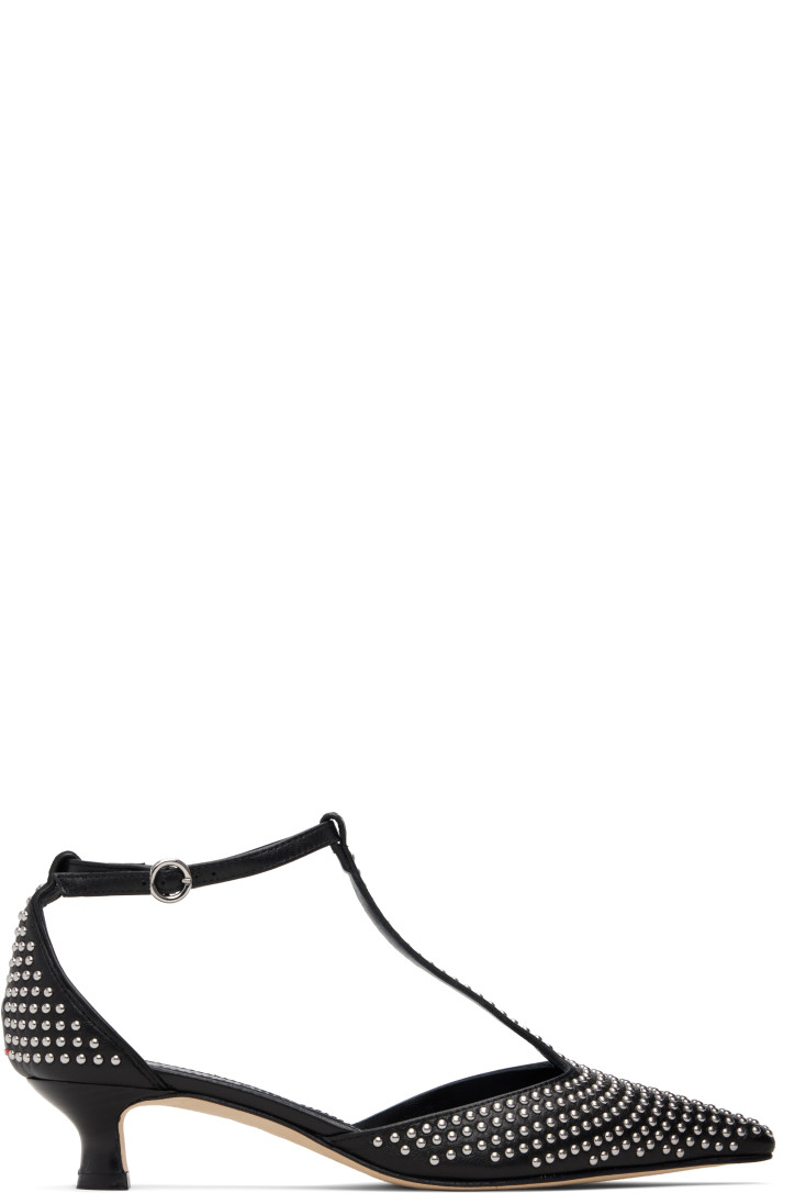 Aeyde Black Liz Mini Stud Leather Heels