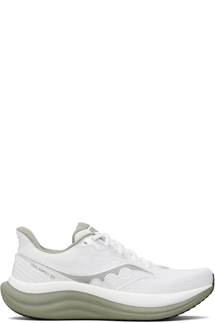 Saucony White & Khaki Triumph 23 Sneakers
