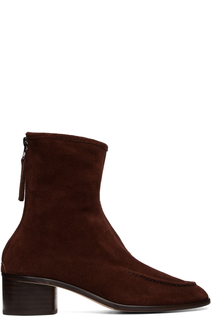 Hereu Brown Juliol Calf Suede Heeled Boots
