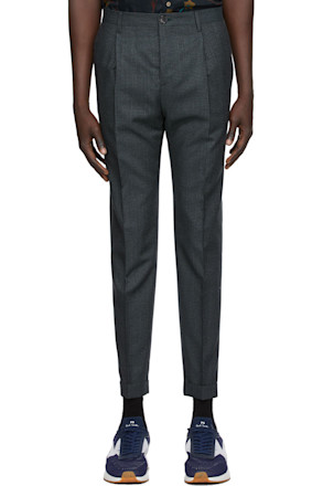Navy Check Trousers
