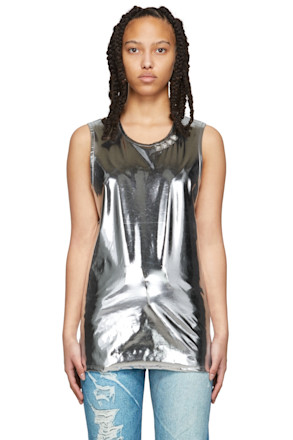 Silver Stud Embroidered Metallic Tank Top