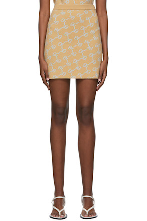 Beige Viscose Mini Skirt