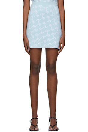 Blue Viscose Mini Skirt
