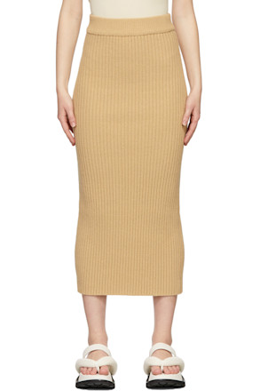 Beige Knit Long Skirt