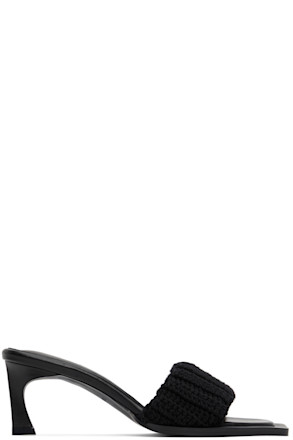 Black Crochet Heeled Sandals