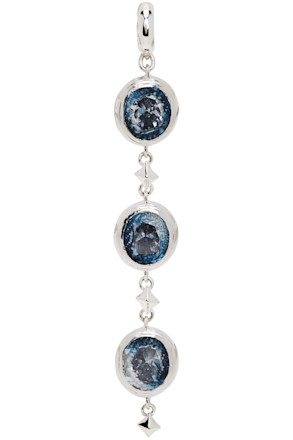 Silver Denim Oval Single String Single Earring