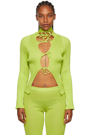 Green Nylon & Cotton Cardigan