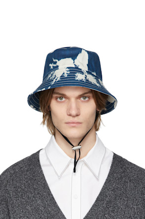 Blue Denim Bleach Bloom Bucket Hat