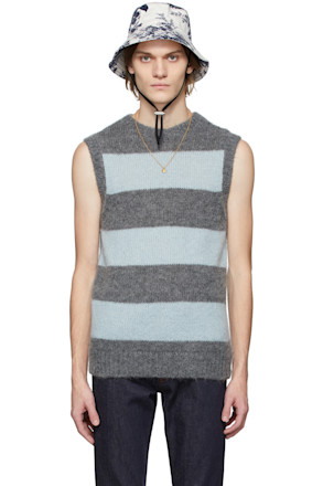 Grey & Blue Mohair Ethan Vest