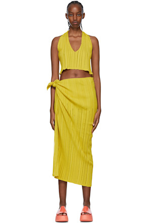 SSENSE Exclusive Yellow Viscose Cover-Up Set