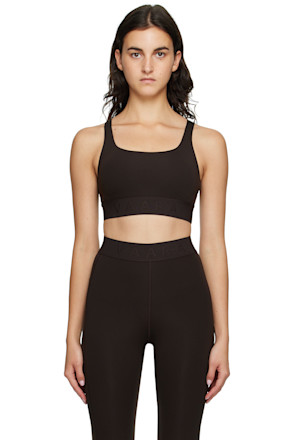 Brown Scoop Neck Sports Bra