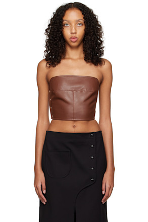 Brown Button Corset Tank Top