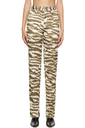 Brown & Off-White Tiger Trousers