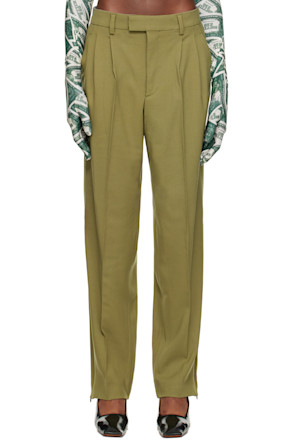 Khaki Two-Pleat Trousers