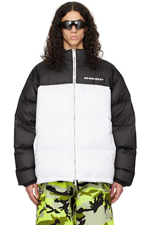 White Colorblock Down Jacket