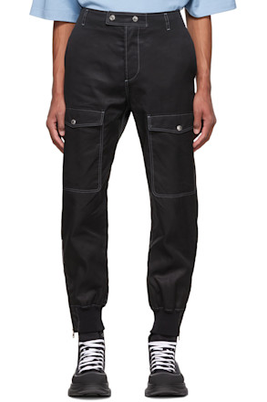 Black Cotton Cargo Pants