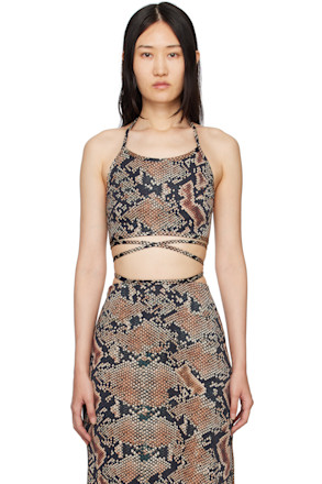 Black Snake Print Tank Top