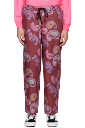 Red Graphic Print Trousers