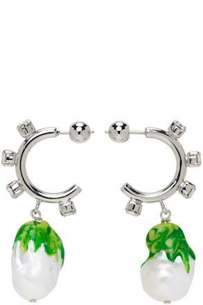 Silver & Green Jelly Melted Earrings