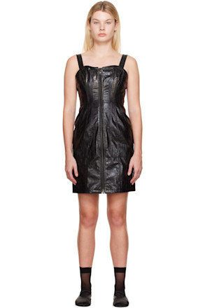 Black Faux-Leather Minidress