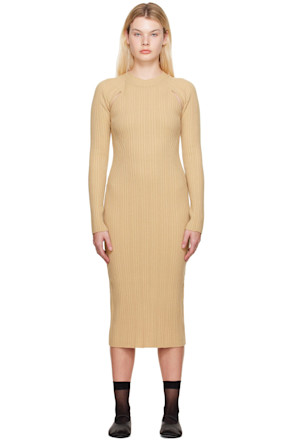 Beige Cutout Midi Dress