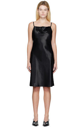Black Cowl-Neck Slip Minidress