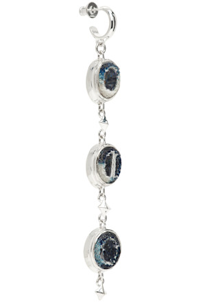 Silver Denim Oval String Earring