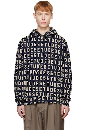 Navy Klein Stencil Allover Hoodie