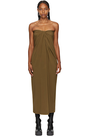SSENSE Exclusive Khaki Knotted Midi Dress
