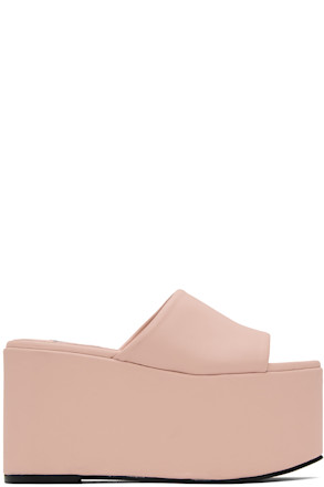 Pink Faux-Leather Blackout Platform Sandals