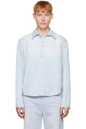 SSENSE Exclusive Blue Ripped Denim Jacket