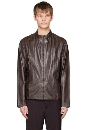 SSENSE Exclusive Brown Slit Faux-Leather Jacket