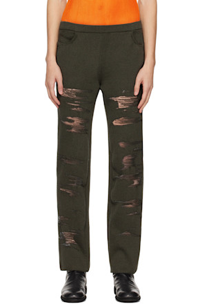 SSENSE Exclusive Green Distressed Trousers