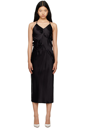 Black Snap Midi Dress