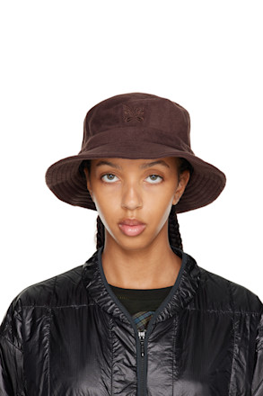 Brown Embroidered Bucket Hat