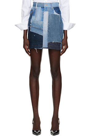 Black Washed Denim Miniskirt