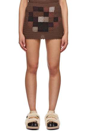 Brown Mosaic Miniskirt