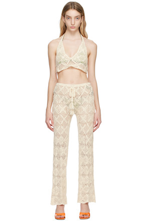 Off-White Daisy Tank Top & Trouser Set