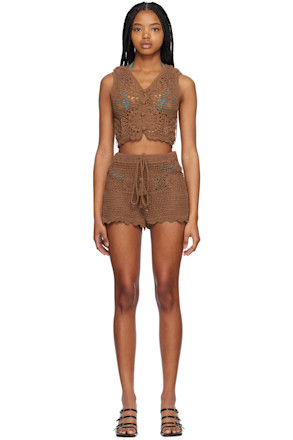Brown Bonita Vest & Shorts Set