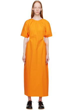 Orange Side Ring Midi Dress