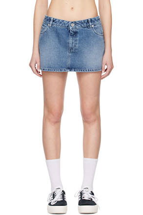Blue Zip-Fly Denim Miniskirt