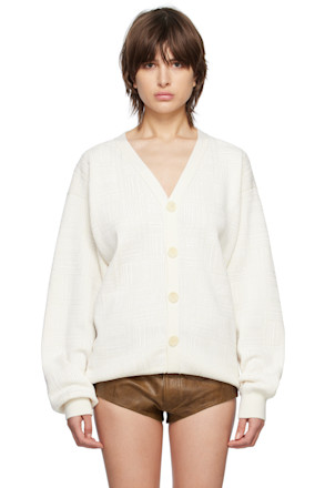 White Barcode Cardigan