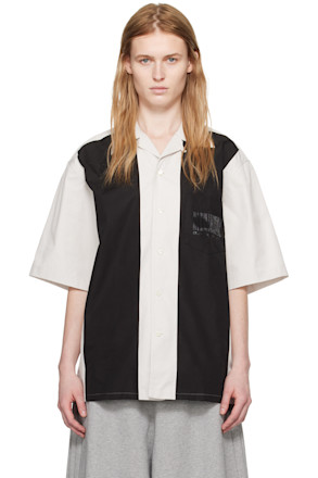 Gray & Black Spread Collar Shirt