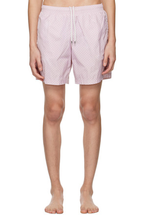 Pink Polka Dots Skull Swim Shorts