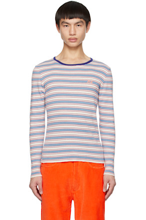 Blue & White Embroidered Sweater