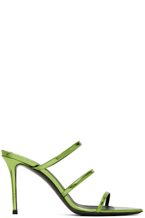 Green Metallic Heeled Sandals