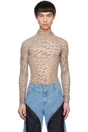 Tan & Gray Star Turtleneck